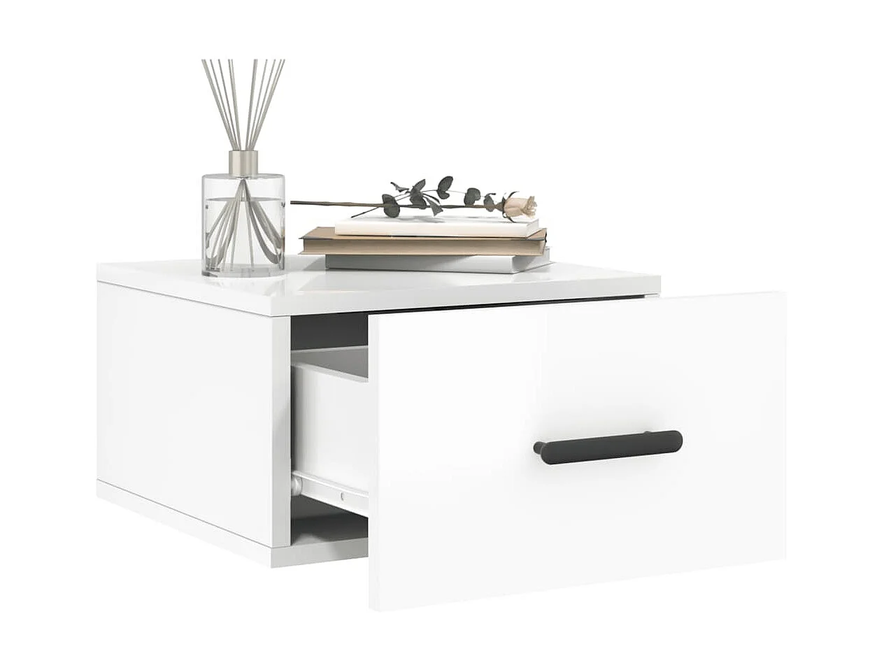 Lot de 2 Tables de chevet murales blanc brillant 35x35x20 cm WVGQ1098