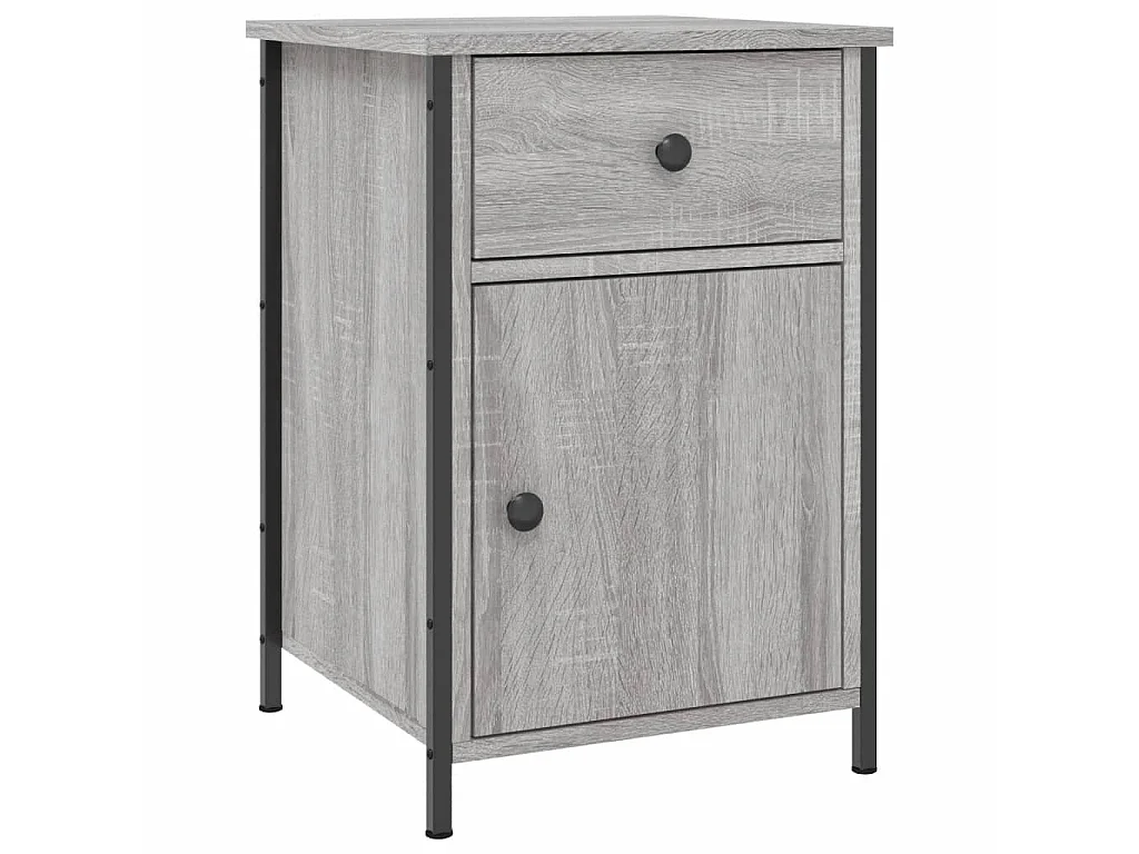 Lote de 2 Mesitas de noche madera contrachapada gris 40x42x60 cm ES11292