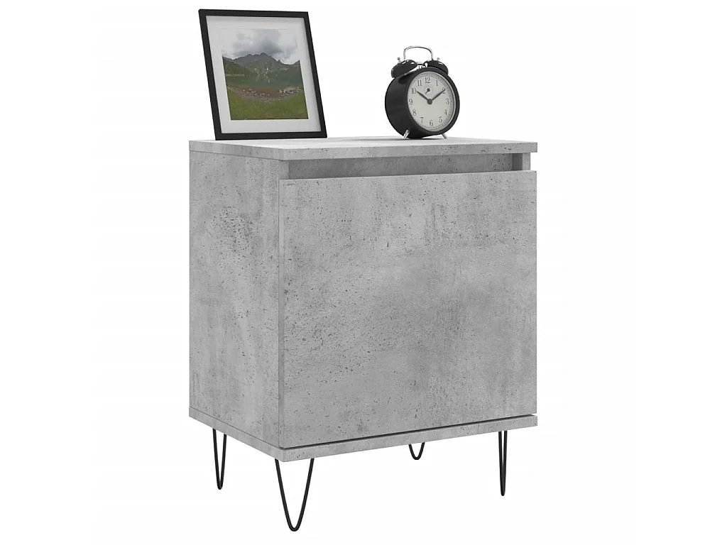 Lote de 2 Mesitas de noche madera gris hormigón 40x30x50 cm ES80320