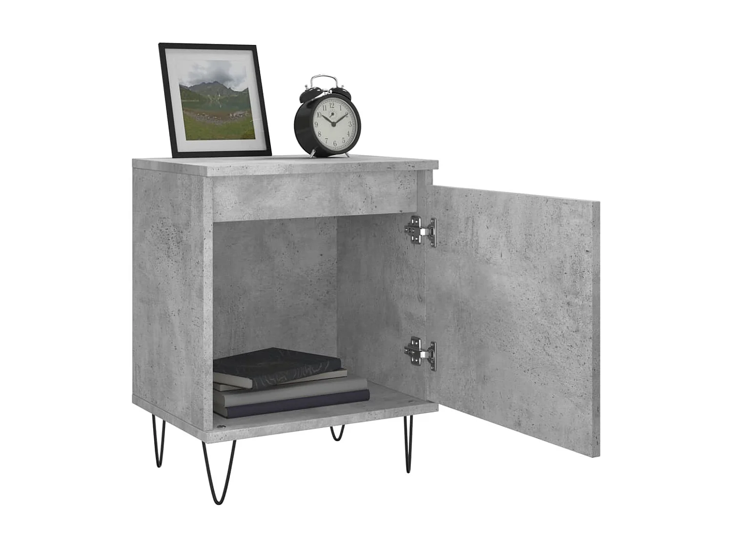 Lote de 2 Mesitas de noche madera gris hormigón 40x30x50 cm ES80320