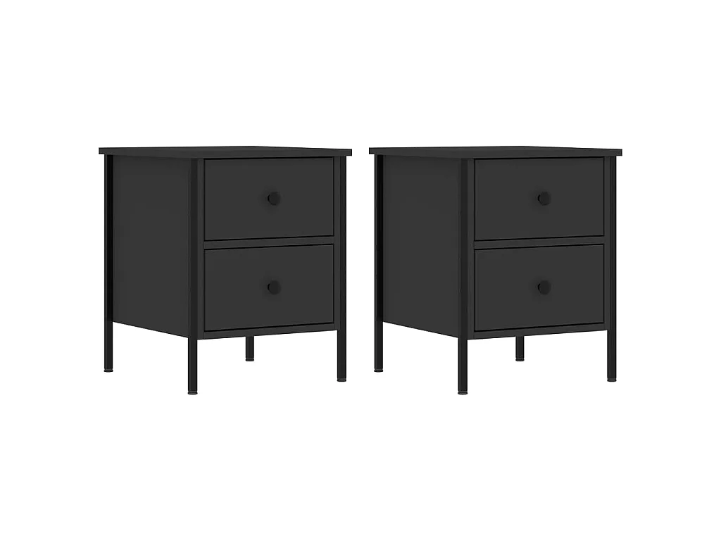 Lote de 2 Mesitas de noche madera de ingeniería negro 40x42x50 cm ES81066