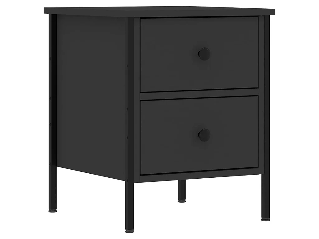 Lote de 2 Mesitas de noche madera de ingeniería negro 40x42x50 cm ES81066