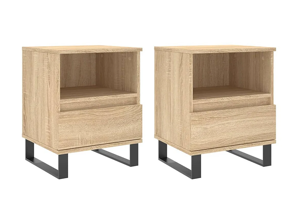 Lot de 2 Tables de chevet chêne sonoma 40x35x50 cm bois ingénierie WVGQ8405