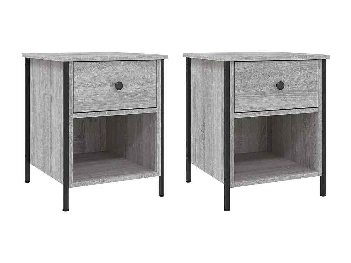 Lot de 2 Tables de chevet sonoma gris 40x42x50cm bois d'ingénierie WVGQ2816