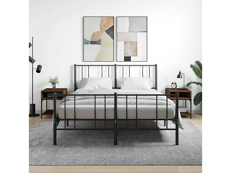 Lote de 2 Mesitas de noche madera ingeniería marrón roble 40x41x50 cm ES91053