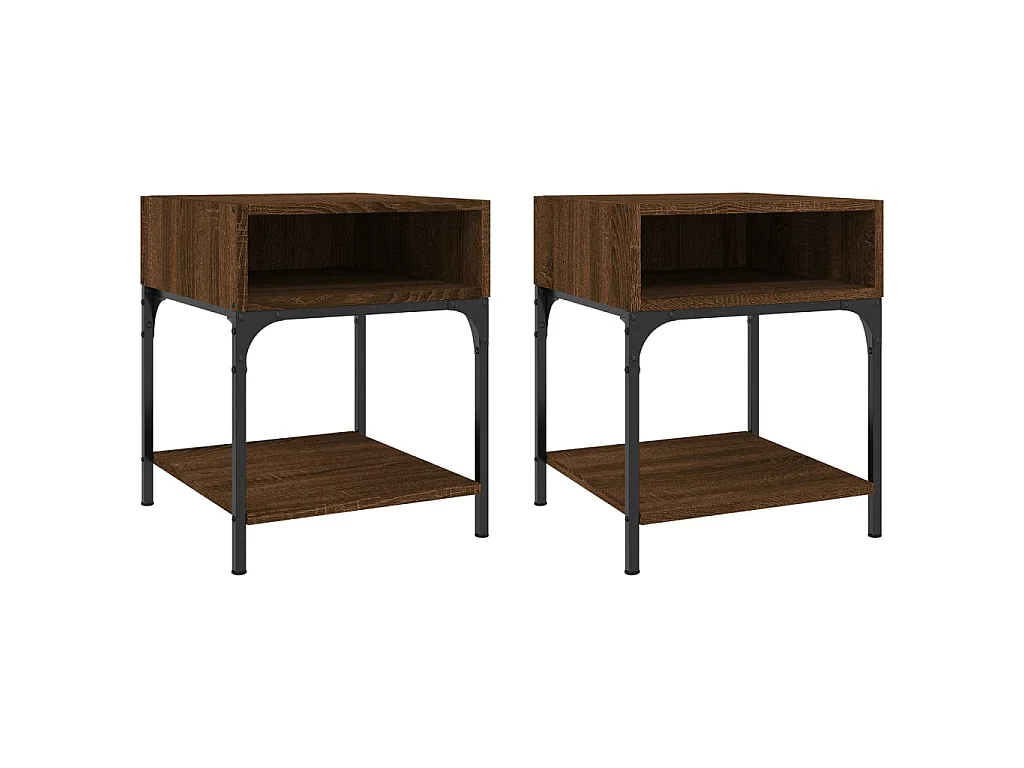 Lot de 2 Tables de chevet chêne marron 40x41x50 cm bois ingénierie WVGQ2129