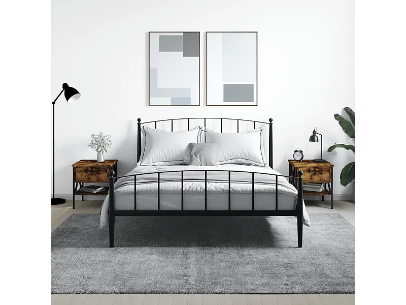 Lote de 2 Mesitas de noche madera ingeniería roble ahumado 40x42x45 cm ES38962