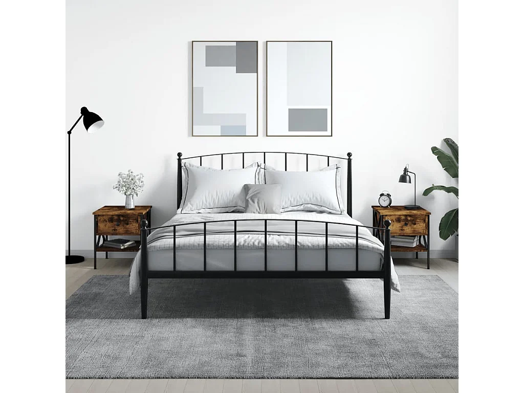 Lote de 2 Mesitas de noche madera ingeniería roble ahumado 40x42x45 cm ES38962