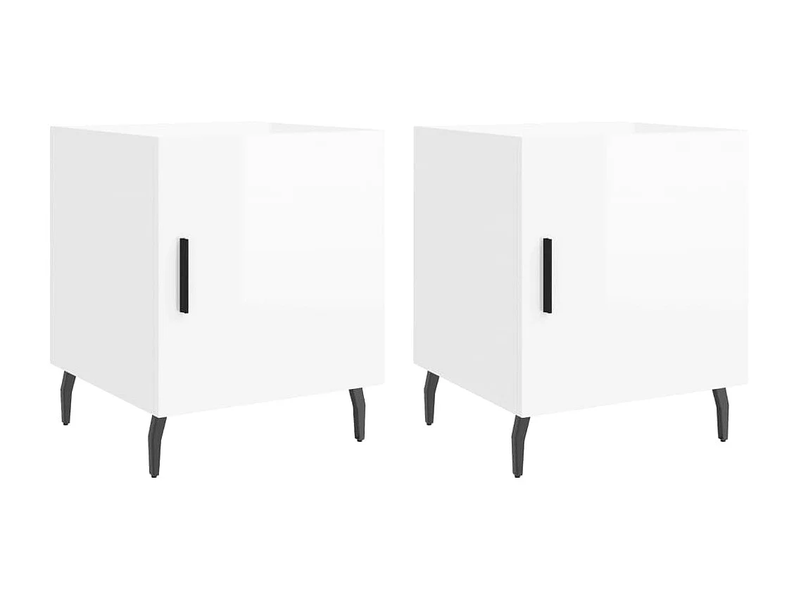 Lot de 2 Tables de chevet blanc brillant 40x40x50 cm WVGQ4127