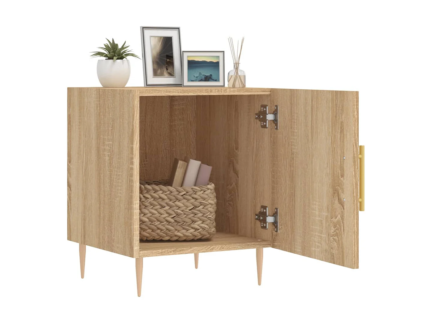 Lote de 2 Mesitas de noche madera ingeniería roble Sonoma 40x40x50 cm ES46373