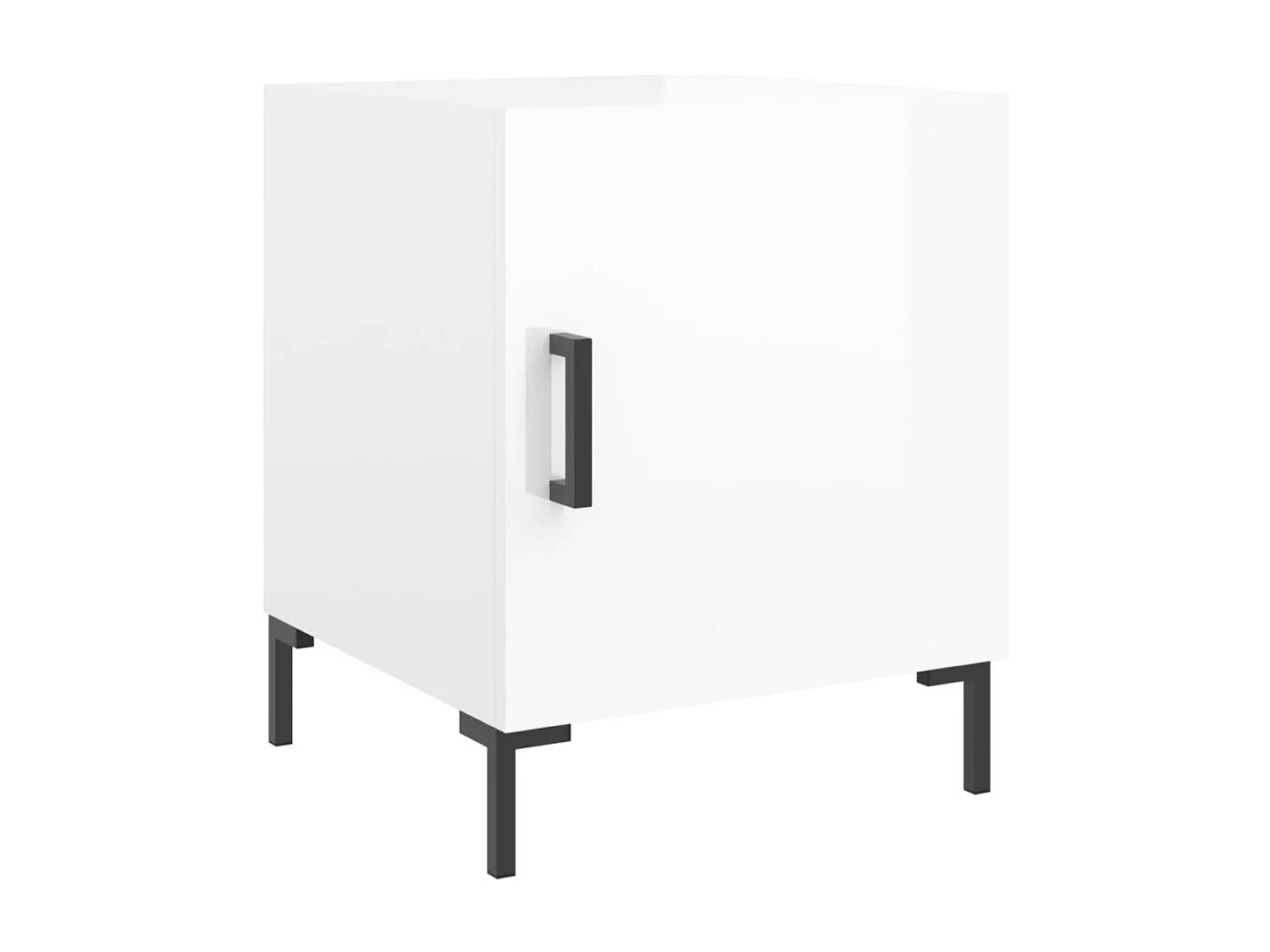 Lote de 2 Mesitas de noche madera ingeniería blanco brillo 40x40x50 cm ES71238