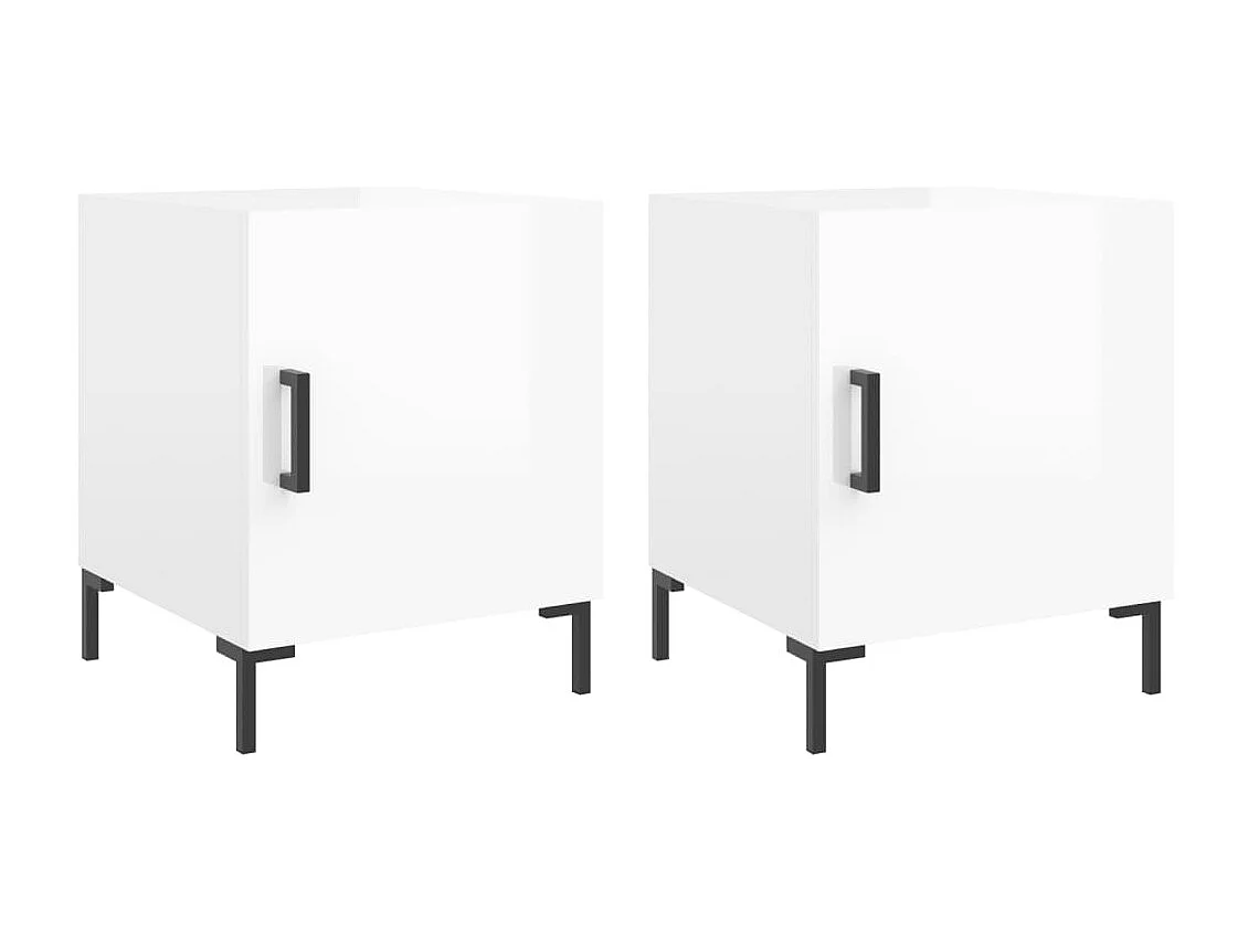 Lot de 2 Tables de chevet blanc brillant 40x40x50 cm WVGQ5616