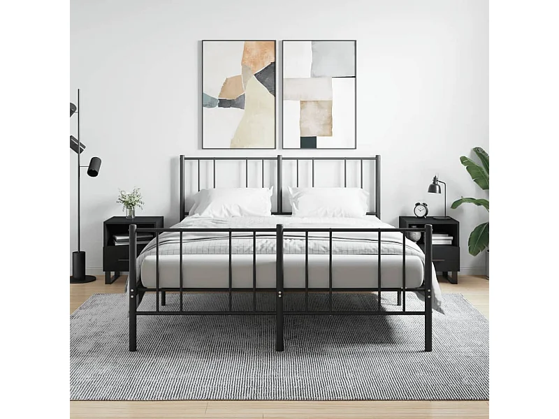 Lote de 2 Mesitas de noche madera ingeniería negro 40x35x47,5 cm ES23387