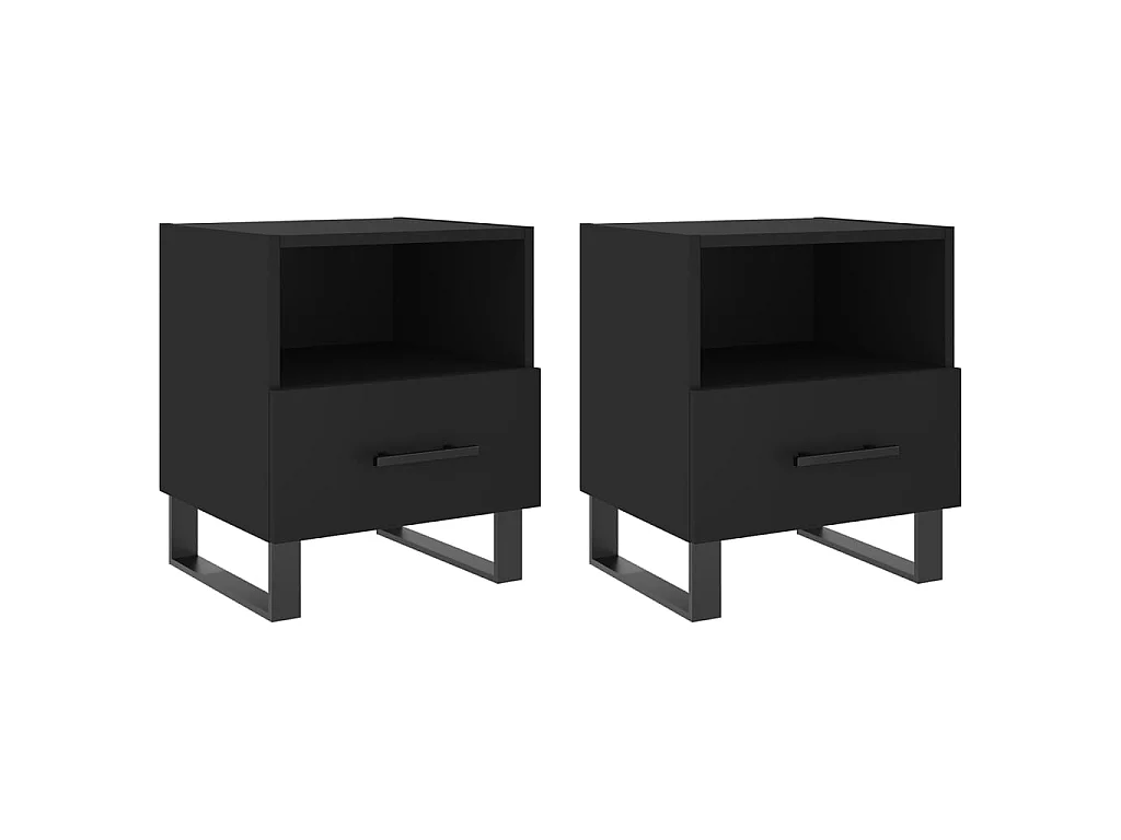 Lot de 2 Tables de chevet noir 40x35x47,5 cm bois d’ingénierie WVGQ9169