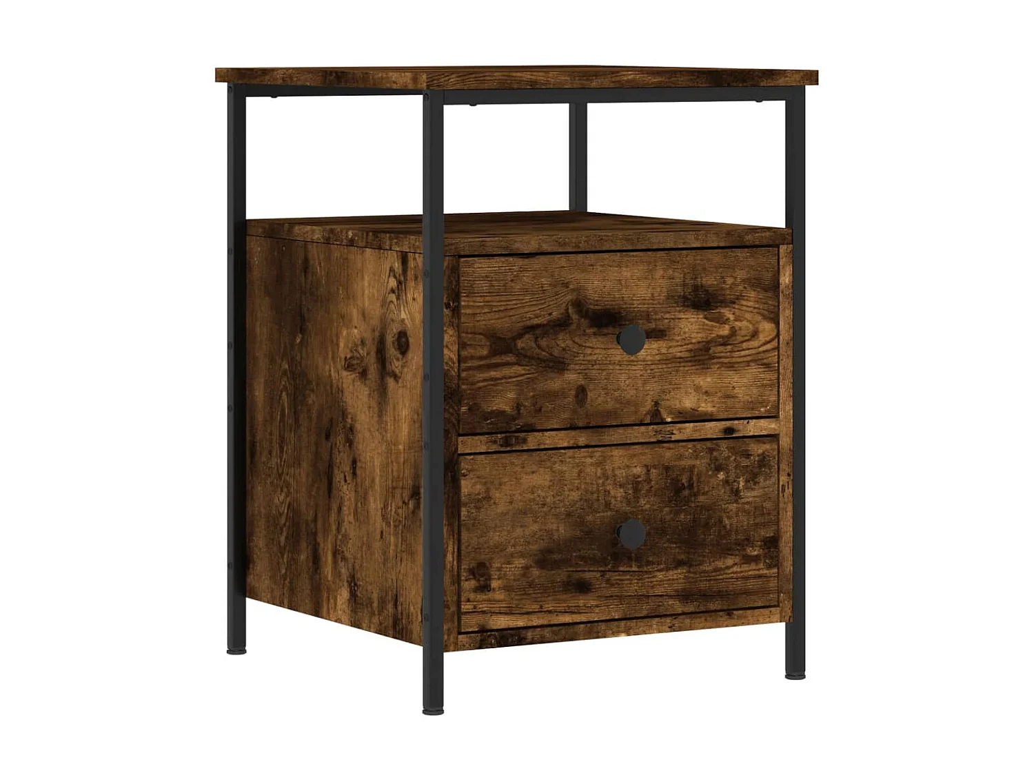 Lote de 2 Mesitas de noche madera ingeniería roble ahumado 44x45x60 cm ES49285