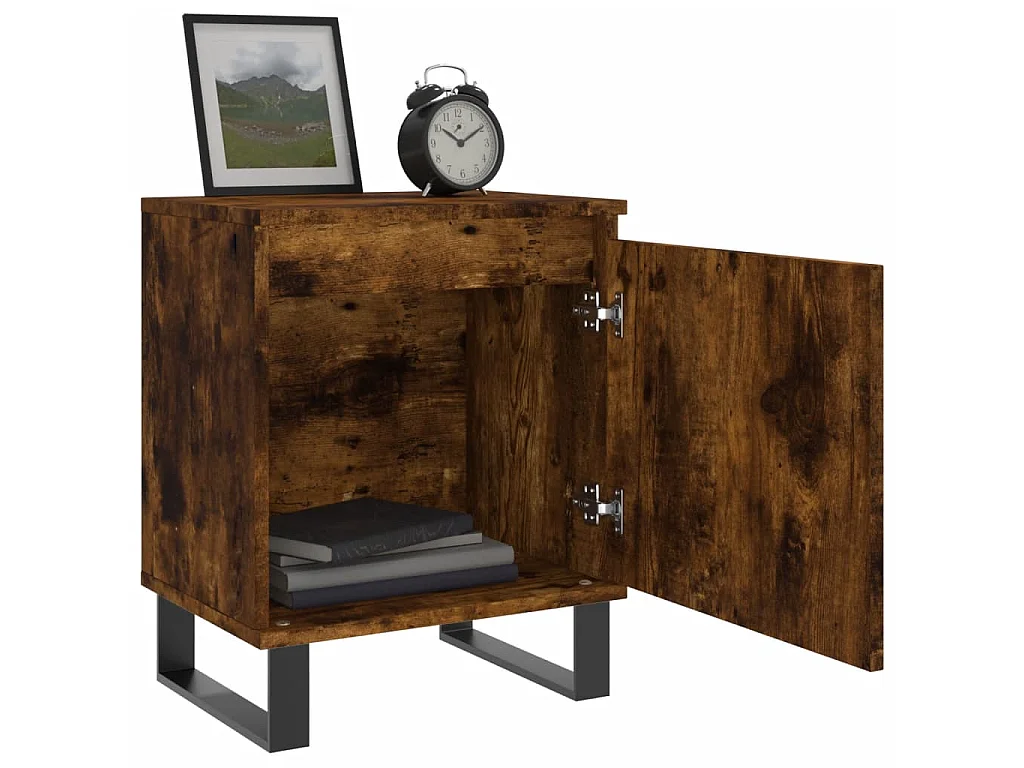 Lot de 2 Tables de chevet chêne fumé 40x30x50 cm bois d'ingénierie WVGQ7336