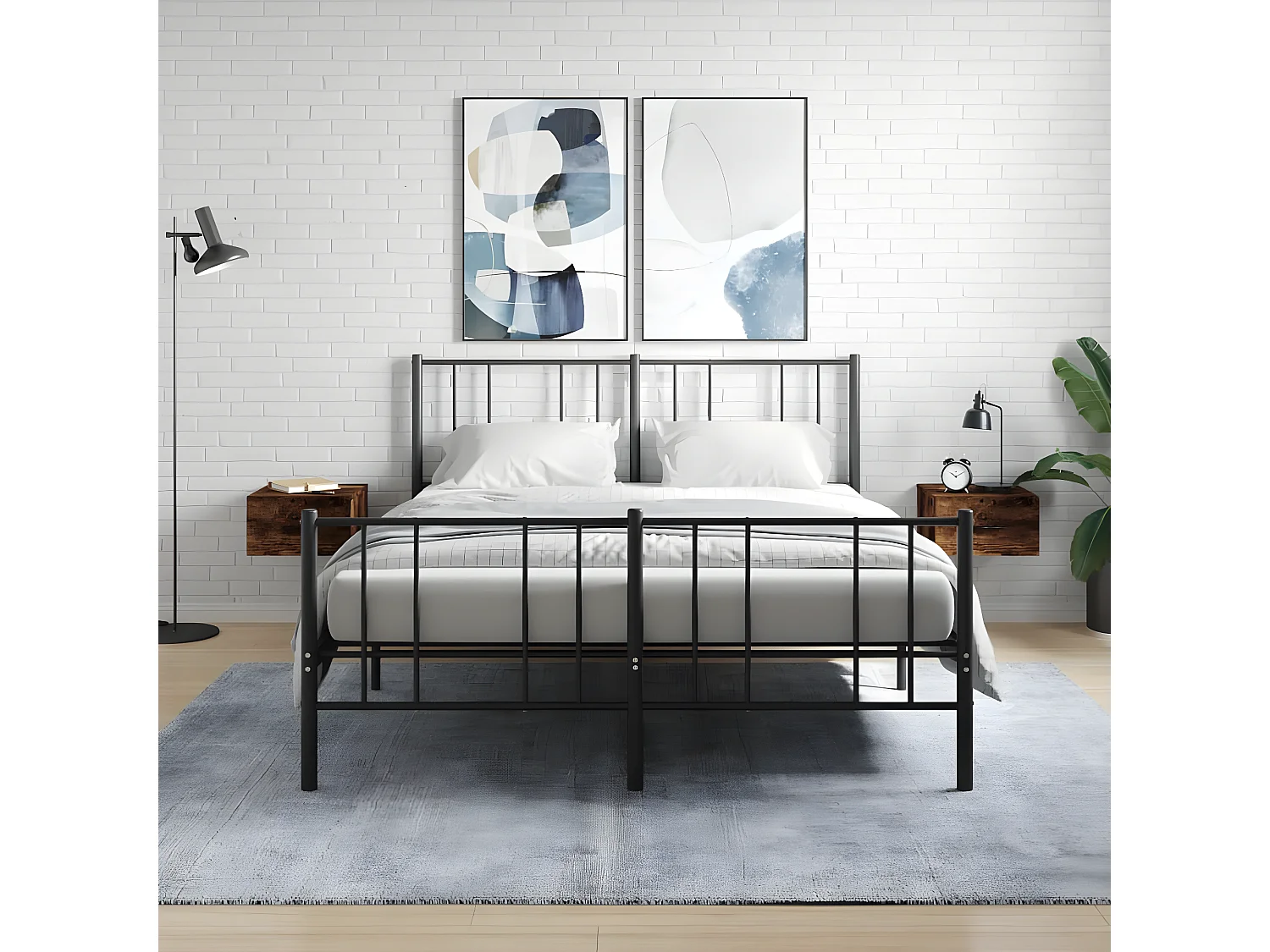 Lot de 2 Tables de chevet murales chêne fumé 35x35x20 cm WVGQ4127