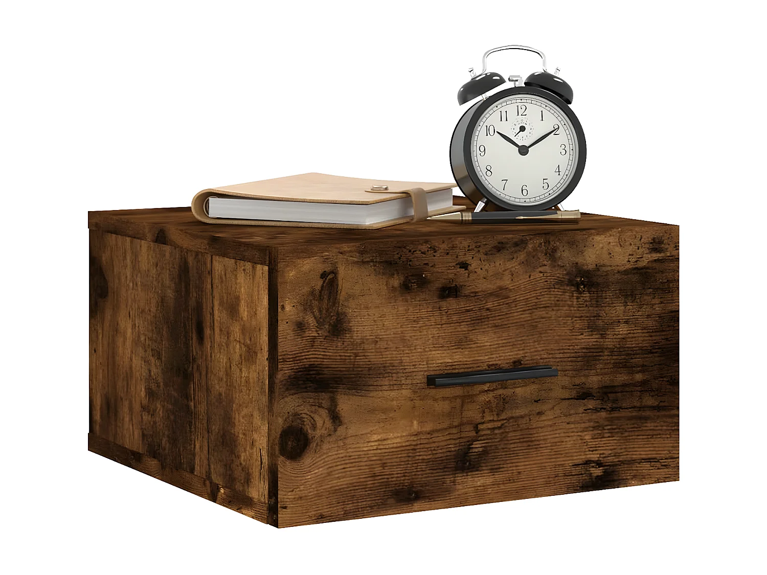 Lot de 2 Tables de chevet murales chêne fumé 35x35x20 cm WVGQ4127