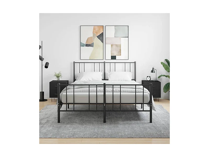 Lote de 2 Mesitas de noche madera ingeniería negro 40x35x47,5 cm ES26515