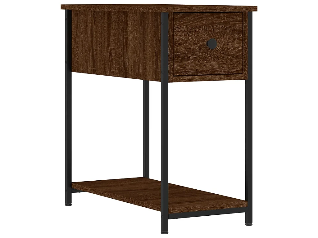 Lote de 2 Mesitas de noche madera ingeniería marrón roble 30x60x60 cm ES15124