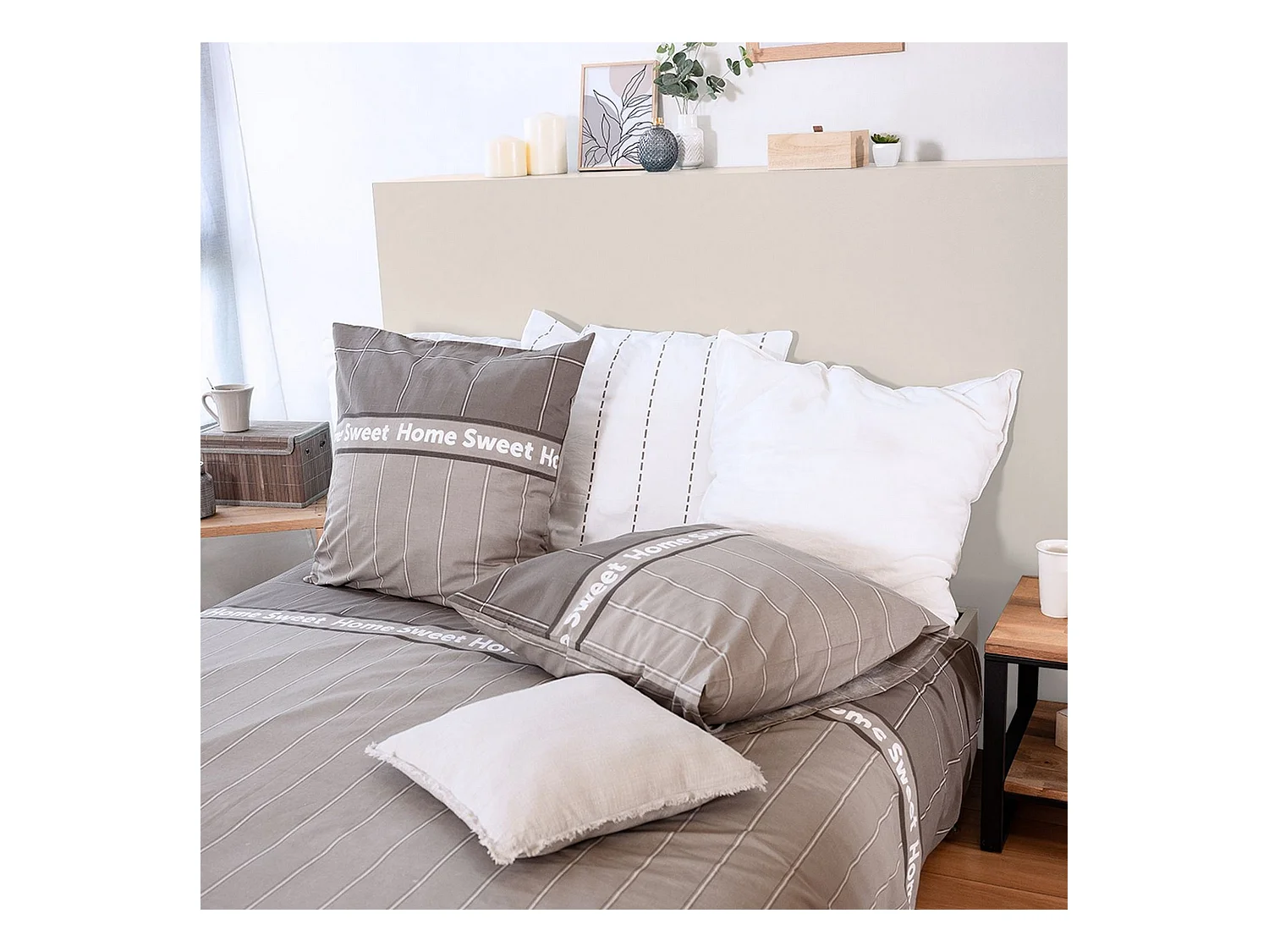 Housse de couette 220x240 + 2 taies d'oreiller 63x63 Coton Monsieur