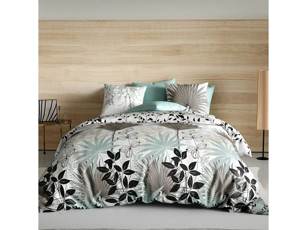 Housse de couette 240x260 cm + 2 taies d'oreiller 63x63 cm Coton Brahea Ciel