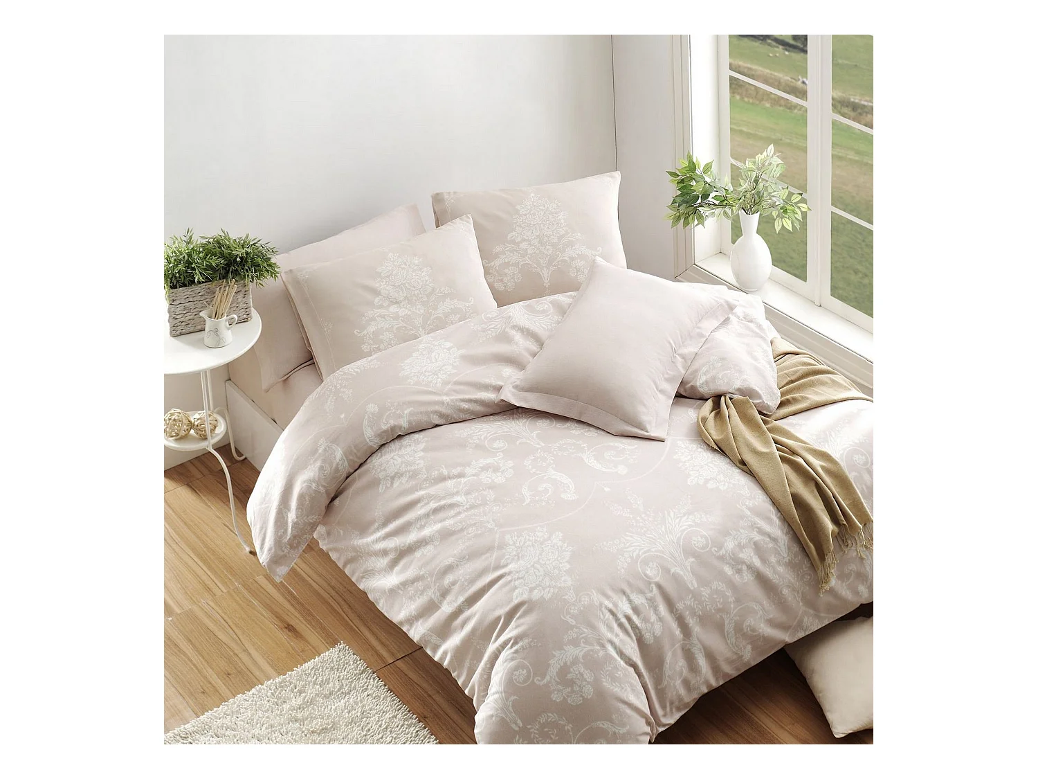 Housse de couette 220x240 + 2 taies d'oreiller 60x60 cm Polycoton Kralice