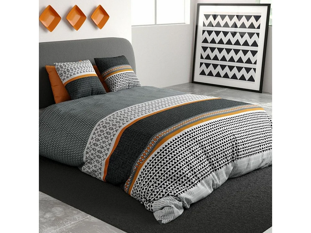 Housse de couette 200x200 cm + 2 taies d'oreiller 63x63 cm Coton Salomé