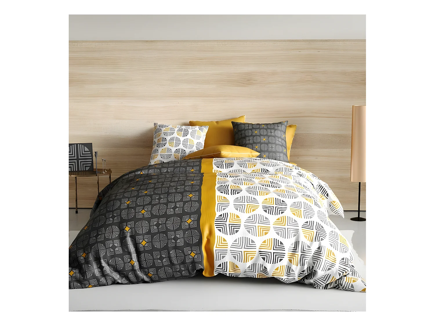 Housse de couette 220x240 cm + 2 taies d'oreiller 63x63 cm Coton Arturo