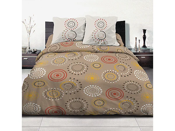 Parure de couette coton 220x240 cm Feu D'artifice Taupe