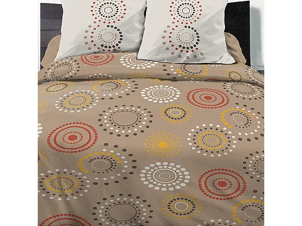 Parure de couette coton 220x240 cm Feu D'artifice Taupe