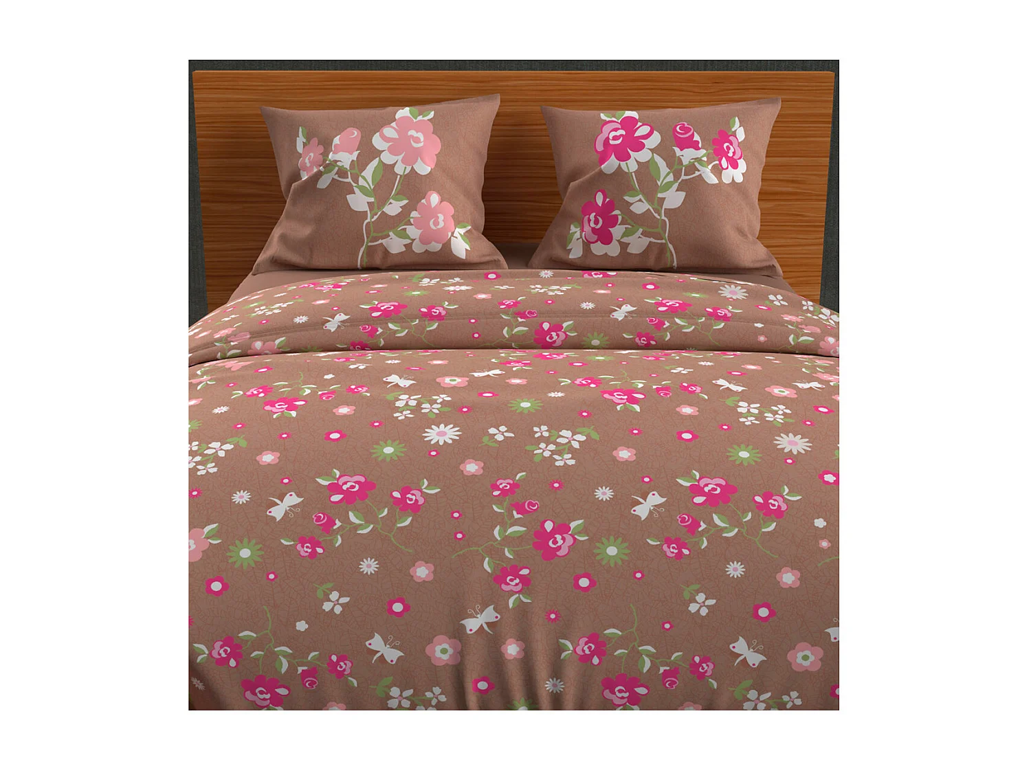 Funda nórdica y 2 fundas de almohada LEA color topo