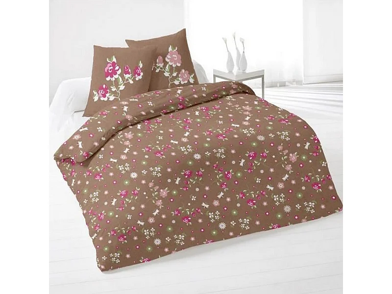 Funda nórdica y 2 fundas de almohada LEA color topo