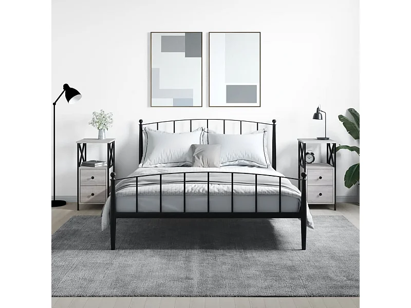 Lote de 2 Mesitas de noche madera ingeniería gris Sonoma 34x35,5x70 cm ES56538