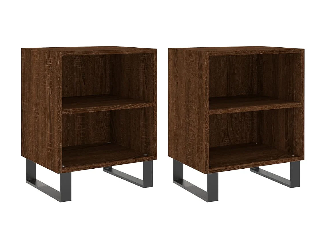 Lot de 2 Tables de chevet chêne marron 40x30x50cm bois d'ingénierie WVGQ7582