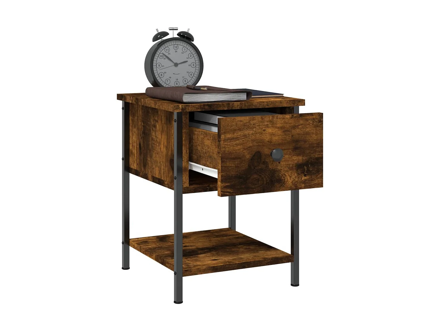 Lot de 2 Tables de chevet chêne fumé 34x35,5x45cm bois d’ingénierie WVGQ4469