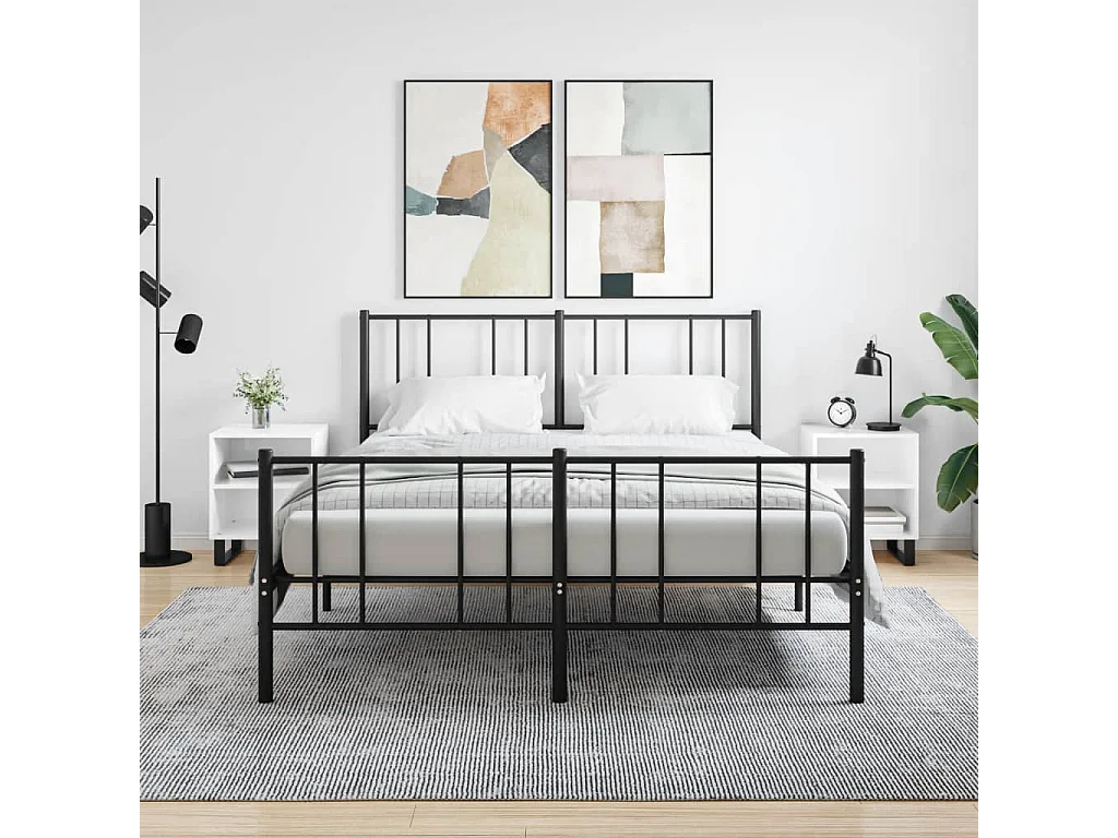 Lote de 2 Mesitas de noche madera ingeniería blanco brillo 40x30x50 cm ES48910