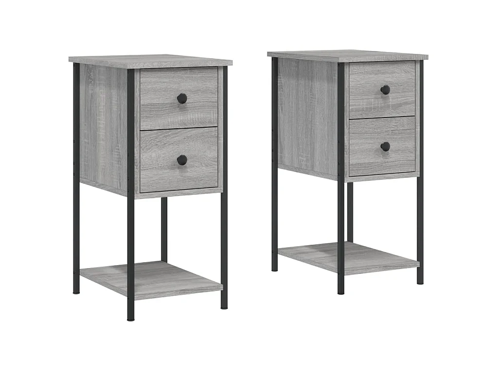 Lot de 2 Tables de chevet sonoma gris 32x42x70cm bois d'ingénierie WVGQ5667