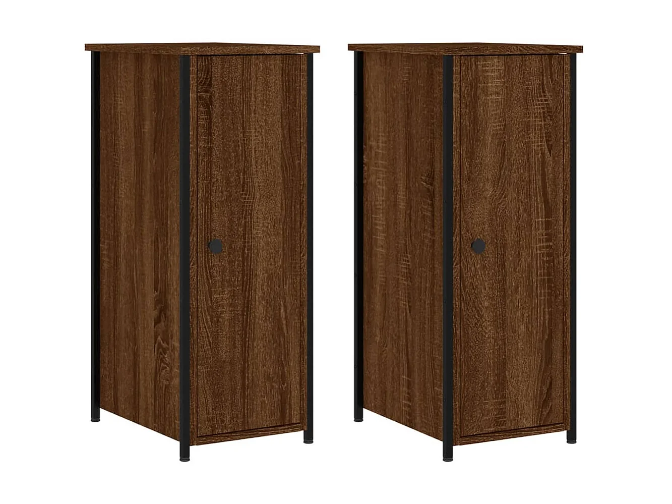 Lot de 2 Tables de chevet chêne marron 32x42x80cm bois d'ingénierie WVGQ6040