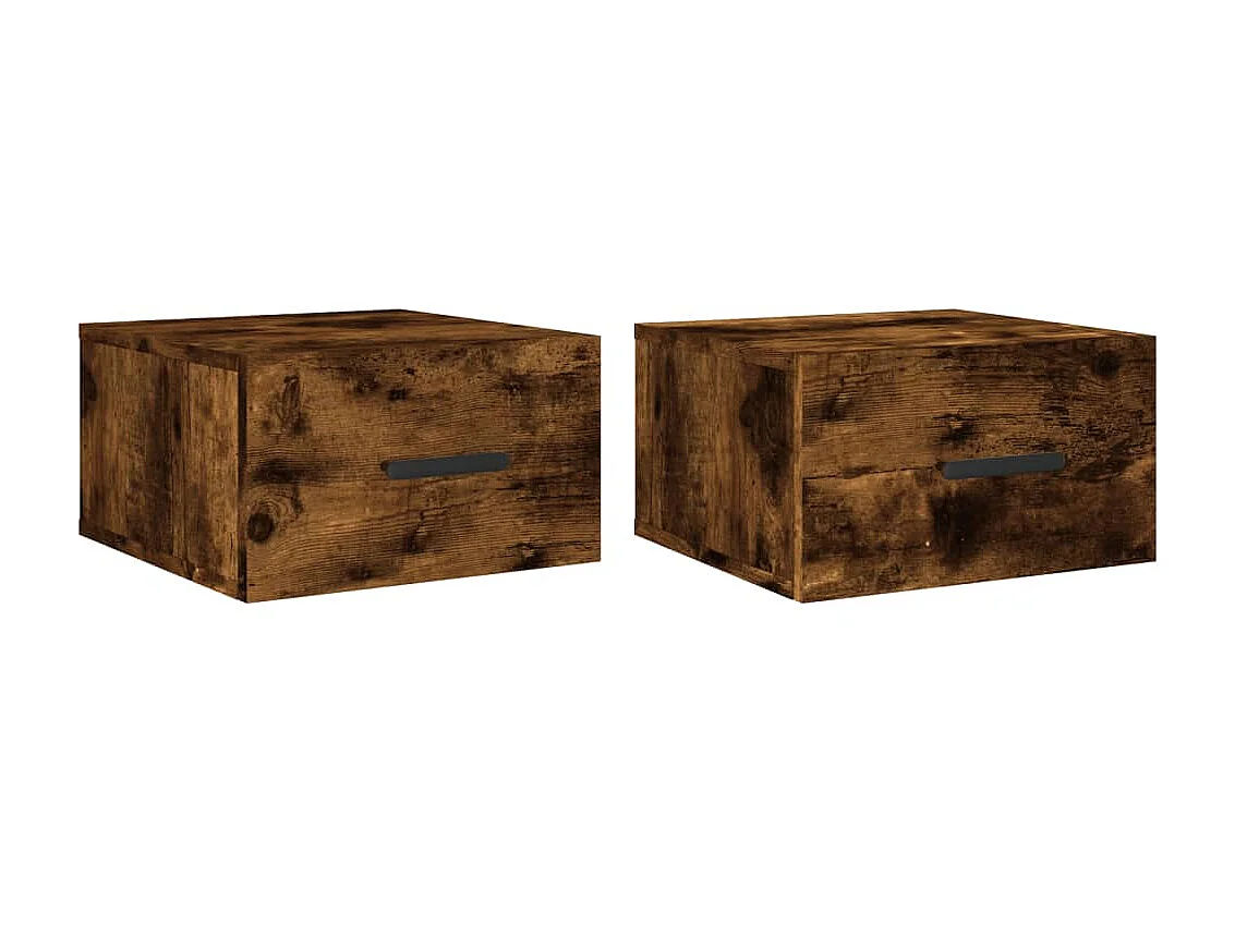 Lot de 2 Tables de chevet murales chêne fumé 35x35x20 cm WVGQ8425