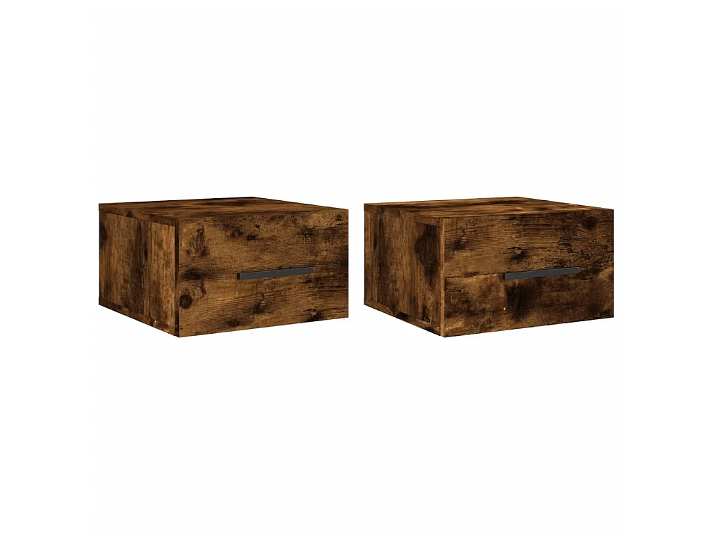 Lot de 2 Tables de chevet murales chêne fumé 35x35x20 cm WVGQ1260