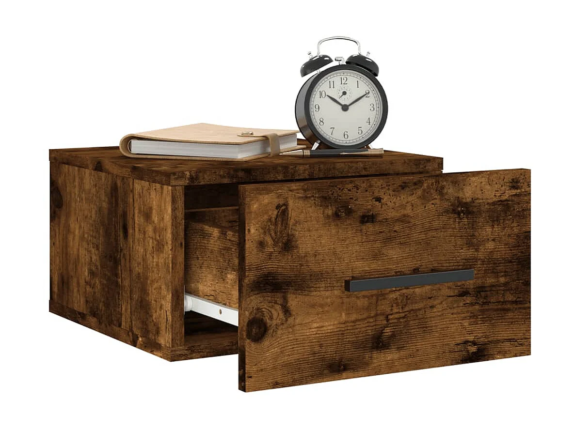 Lot de 2 Tables de chevet murales chêne fumé 35x35x20 cm WVGQ1260