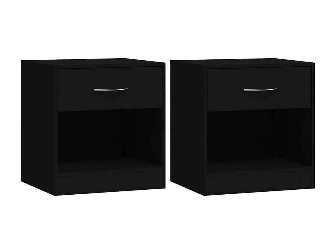 Mesas de cabeceira com gavetas 2 pcs preto PT49157