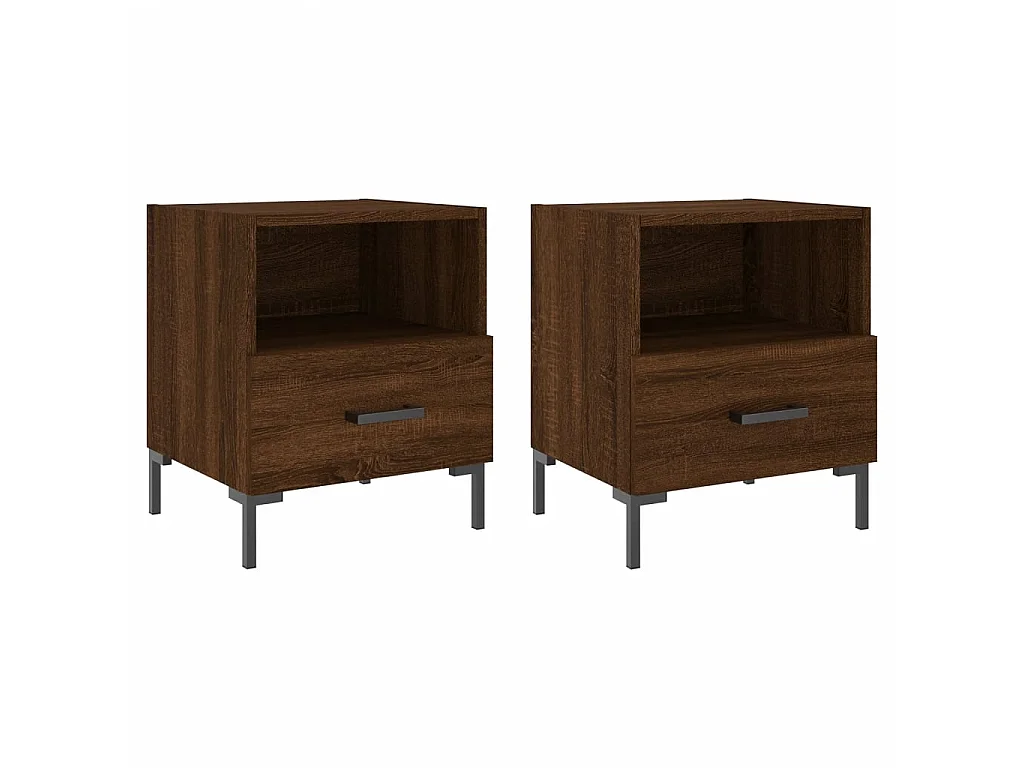 Nachtkastjes 2 st 40x35x47,5 cm bewerkt hout bruin eikenkleur NL46730