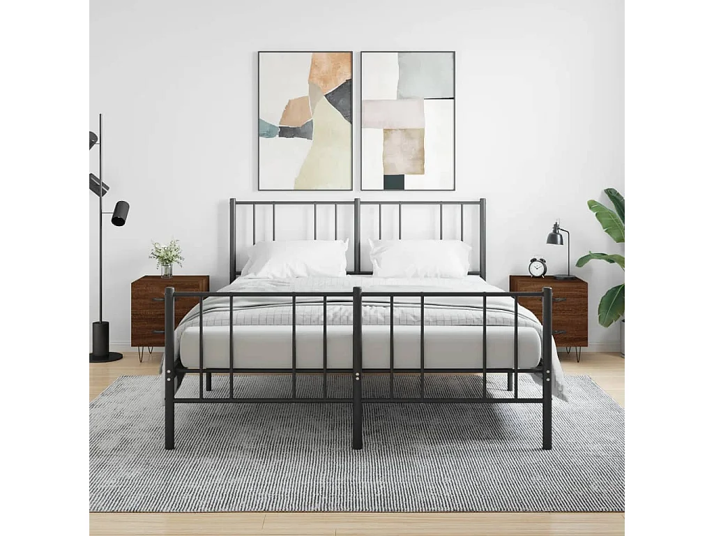 Nachtkastjes 2 st 40x35x47,5 cm bewerkt hout bruin eikenkleur NL23431