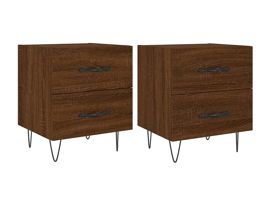 Nachtkastjes 2 st 40x35x47,5 cm bewerkt hout bruin eikenkleur NL23431
