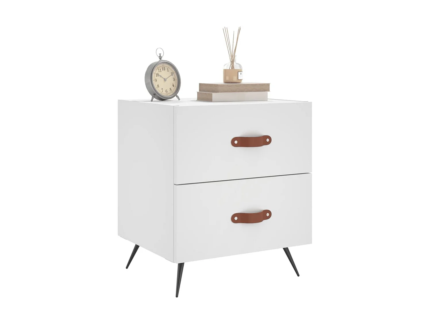 Lot de 2 Tables de chevet blanc 40x35x47,5 cm bois d’ingénierie WVGQ8732