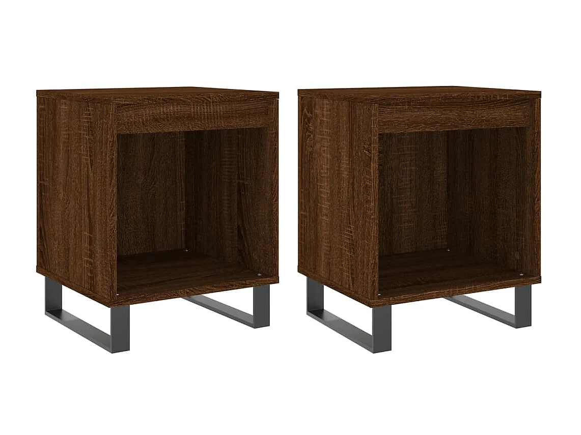 Lot de 2 Tables de chevet chêne marron 40x35x50 cm bois ingénierie WVGQ6036