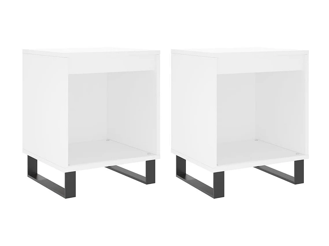Lote de 2 Mesitas de noche madera de ingeniería blanco 40x35x50 cm ES68952