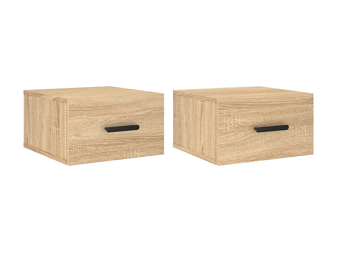 Lot de 2 Tables de chevet murales chêne sonoma 35x35x20 cm WVGQ5452